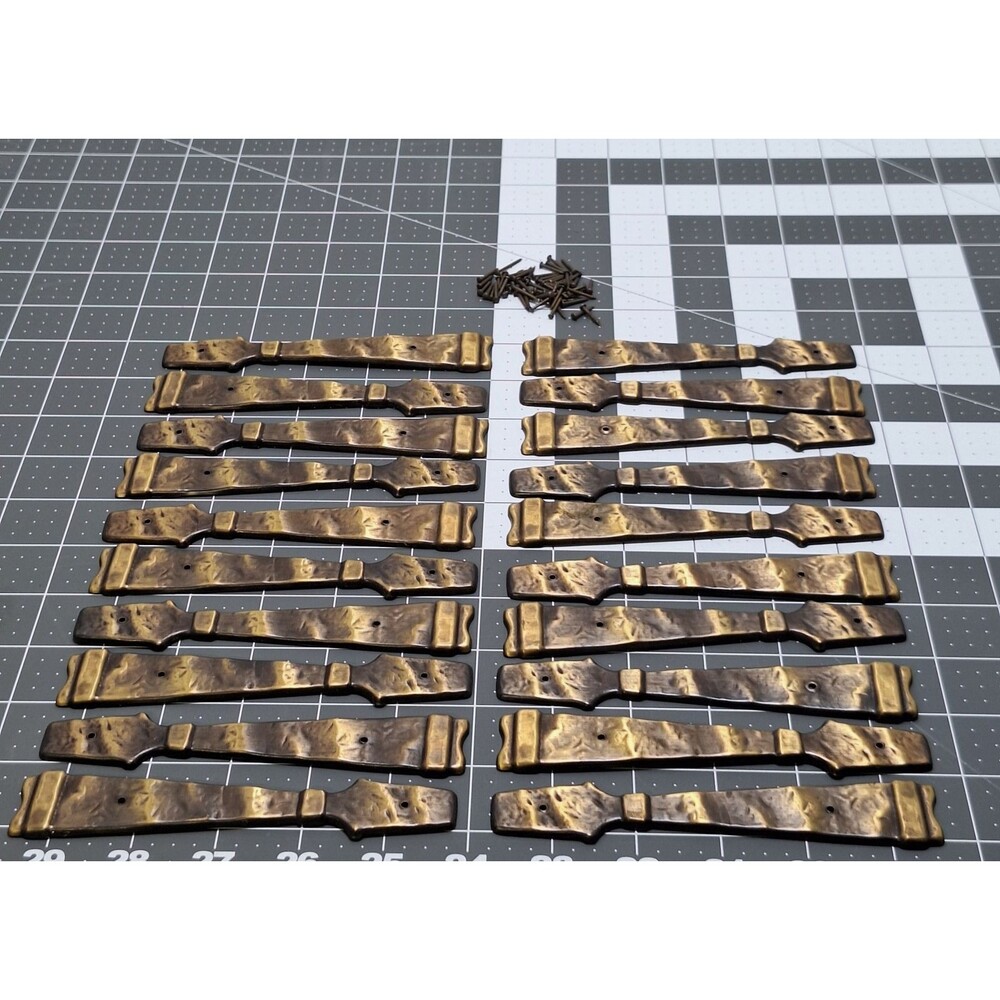 20 Vintage Amerock Antique Brass BP 203 AE Dummy Hammered Cabinet Door Straps